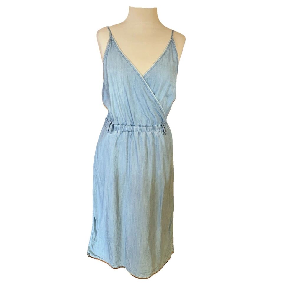 Anthropologie Cloth & Stone Dress Chambray Denim Midi Size Medium *Note